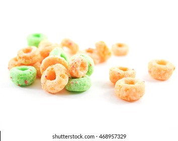 Green And Orange Sugary Fruit Breakfast Cereal