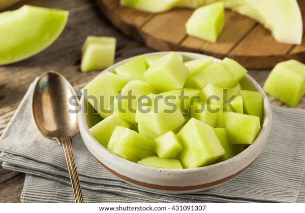 Green Organic\
Honeydew Melon Cut in a\
Bowl
