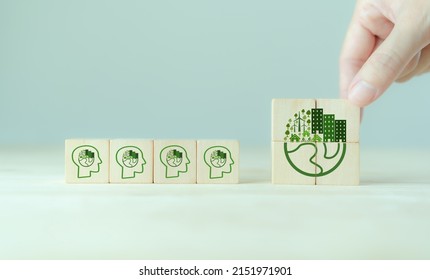 Green organizational culture, corporate social responsibility concept. Green company culture for corporate sustainability. Limit global warming and climate change. Nurturing environmental awareness. - Shutterstock ID 2151971901