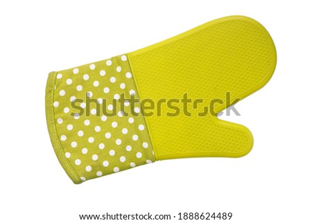 Green oven gloves on white background with clipping path.