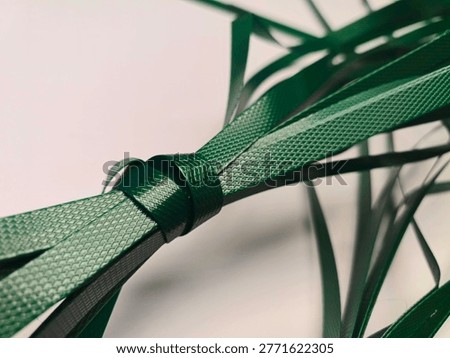 Green packaging strap isolated on white background