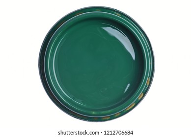 Green Paint Can Lid Isolated On White Background