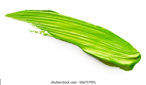 Green Paint Stroke Isolated On White Background