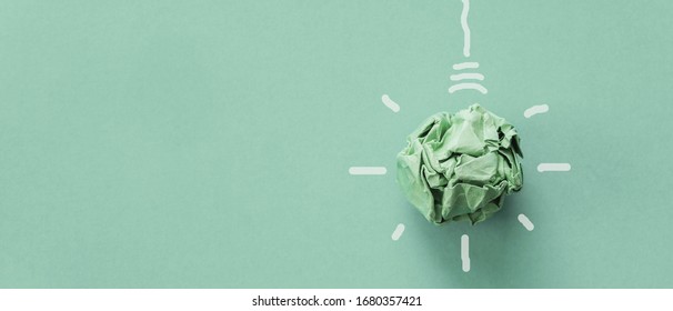 Green Paper Light Bulb, Corporate Social Responsibility, Responsible Business, ESG, Eco Friendly, Sustainable Living, Renewable Biofuel Energy Concept