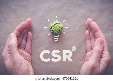 Green Paper Light Bulb With CSR, Corporate Social Responsibility