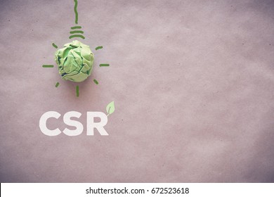 Green Paper Light Bulb With CSR, Corporate Social Responsibility