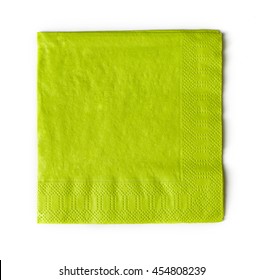 Green Paper Napkin Isolated On White Background