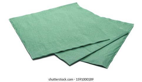 Green paper serviettes, napkins isolated on white background - Powered by Shutterstock