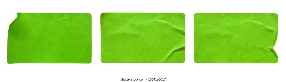 Green Paper Sticker Label Isolated On White Background