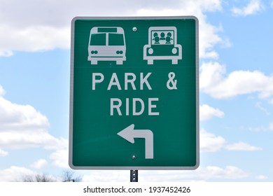 Green Park And Ride Sign With Direction Arrow