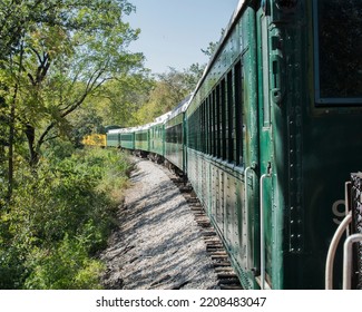 Green Passenger Train Cart From The 19th Century