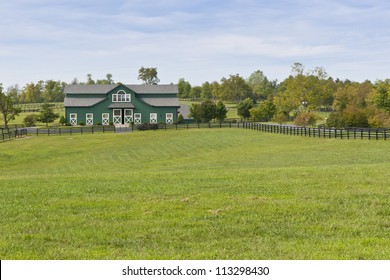 Green pastures of  horse farms