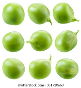 Green Pea Isolated On White. Collection.