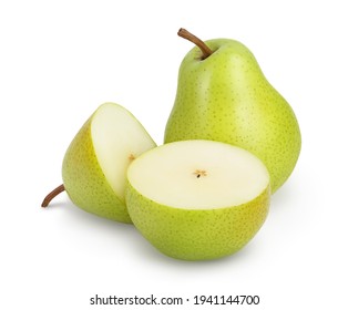 Green pear fruit with half isolated on white background with clipping path and full depth of field - Shutterstock ID 1941144700