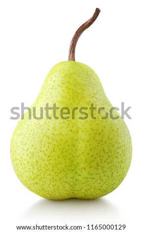 Green pear fruit isolated on white with clipping path