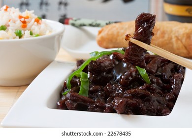 Green Pepper Asian Beef Stirfry Style With Rice