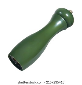 Green Pepper Grinder Isolated On White Background