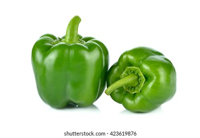 Green pepper on white background .