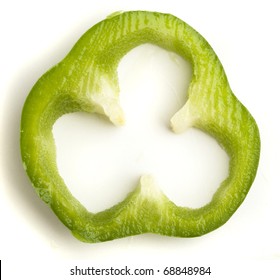 Green Pepper Slice Isolated On A White Background