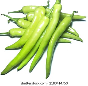 Green Peppers On A White Background