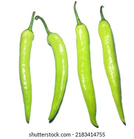 Green Peppers On A White Background