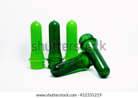 Green Pet preforms.