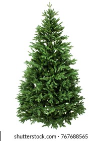 Green Pine, christmas tree isolated on white closeup