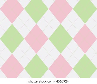 Green, Pink And White Argyle