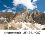 Green plains, snowy mountains. Blue sky and snowy mountains. Snowy mountains of Tunceli. Pülümür Valley, Buyer Mountain, Sarıgül Plateau, Buyer Waterfall.Munzur, Tunceli, Türkiye.
