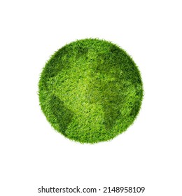 Green Planet Earth Covered With Grass. Earth Day, Sustainable Development, World Environment Day And Eco Friendly Concept