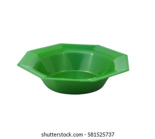 Green Plastic Bowls, Octagonal, Deep Dish For Food, Vegetables, Catering.