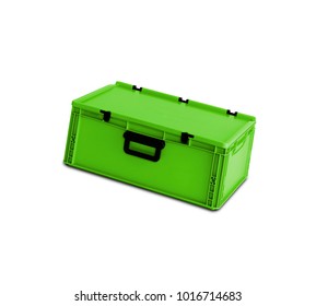 Green Plastic Box Isolated On White Background