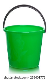 green plastic bucket