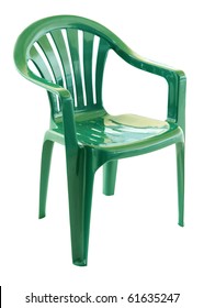 Green Plastic Chair On A White Background