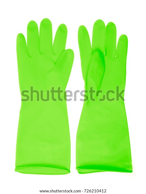 green plastic gloves