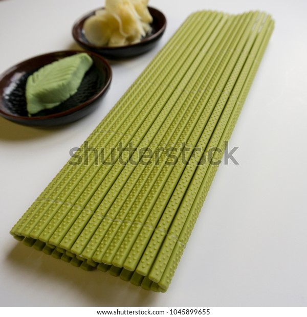 Green Plastic Mat Make Sushi Roll Royalty Free Stock Image