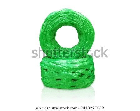 Green plastic rope isolated on white background