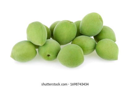 Green Plum Fruit Isolated On White Background