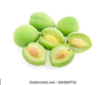 Green Plum Isolated On White Background