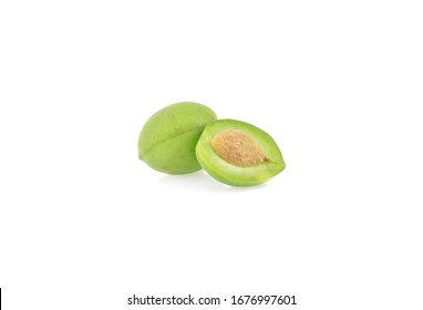 Green Plum Isolated On White Background