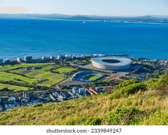 Green Point park, beachfront buildings and stadium during afternoon, Cape Town, South Africa