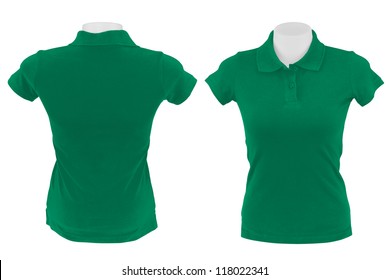 Green Polo Shirt On White Background