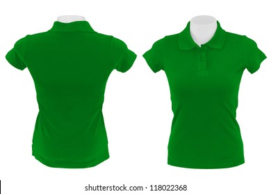 Green Polo Shirt On White Background