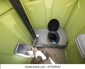 Green portable toilet interior