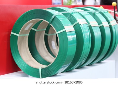 Green PP Band For Packaging And Fastening Of Carton Box ; Business Industrial Background 