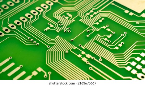 green printed circuit. layout of tracks. - Shutterstock ID 2163675667