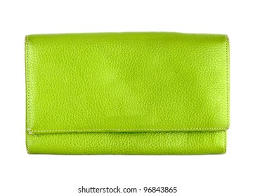 Green Purse On A White Background