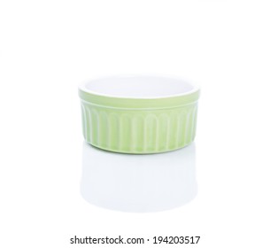 Green Ramekin Bowl Isolated On White