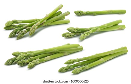 Green raw asparagus set 2 isolated on white background