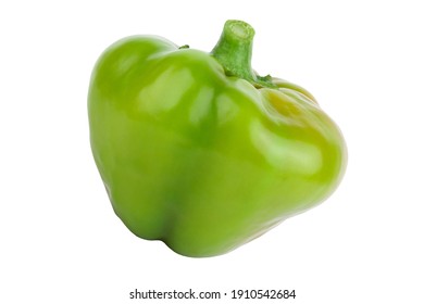 Green Raw Bell Pepper On The White Background